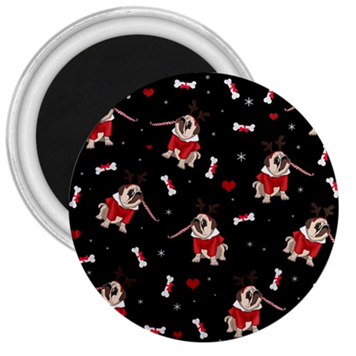 Pug Xmas Pattern 3  Magnets