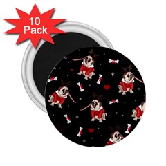 Pug Xmas Pattern 2 25  Magnets (10 Pack)  by Valentinaart