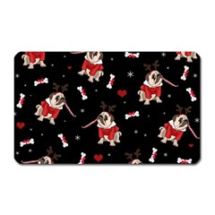 Pug Xmas Pattern Magnet (rectangular) by Valentinaart