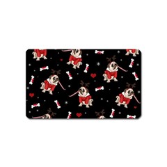 Pug Xmas Pattern Magnet (name Card) by Valentinaart