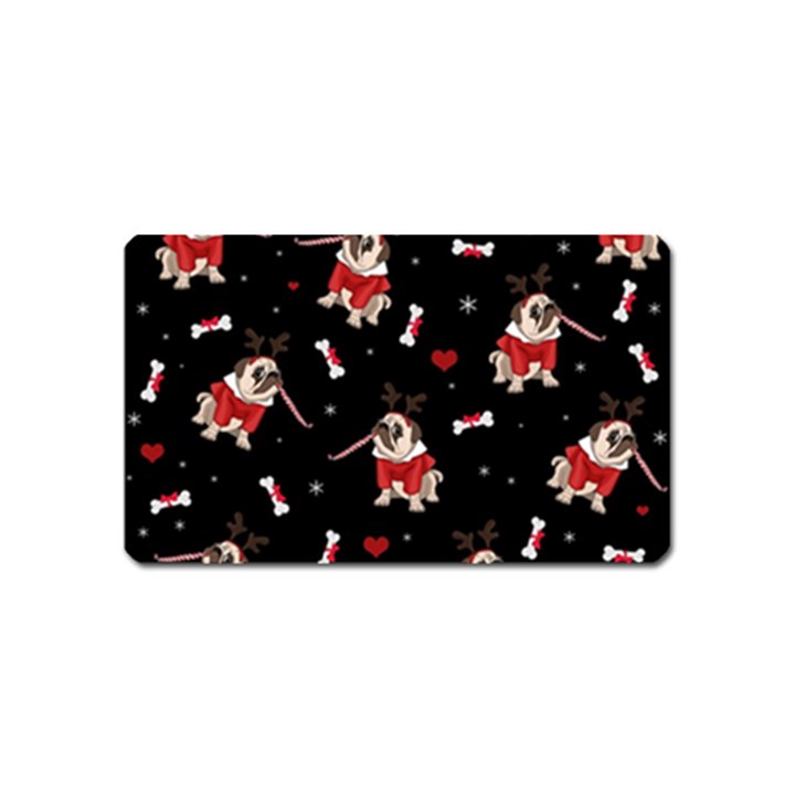 Pug Xmas Pattern Magnet (Name Card)