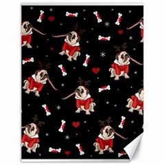 Pug Xmas Pattern Canvas 12  X 16   by Valentinaart