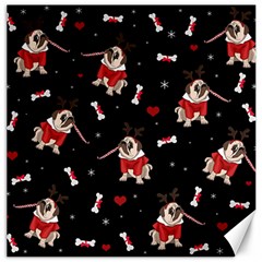 Pug Xmas Pattern Canvas 20  X 20   by Valentinaart