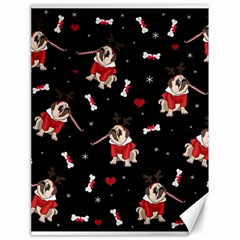 Pug Xmas Pattern Canvas 18  X 24   by Valentinaart