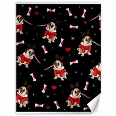 Pug Xmas Pattern Canvas 36  X 48   by Valentinaart