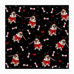 Pug Xmas Pattern Medium Glasses Cloth (2-side) by Valentinaart