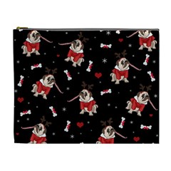 Pug Xmas Pattern Cosmetic Bag (xl) by Valentinaart