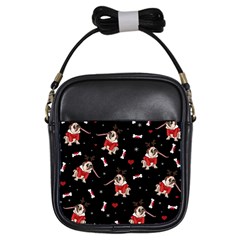 Pug Xmas Pattern Girls Sling Bags by Valentinaart