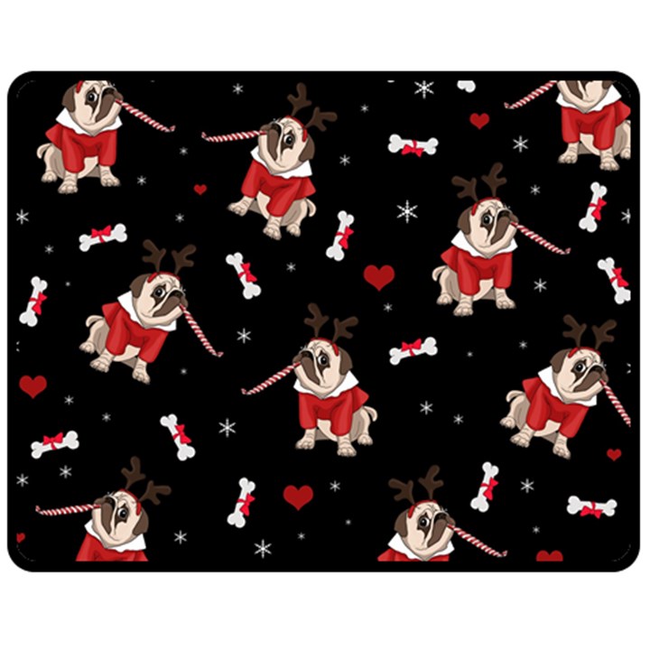 Pug Xmas Pattern Fleece Blanket (Medium) 