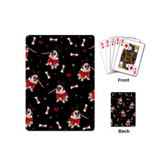 Pug Xmas Pattern Playing Cards (mini)  by Valentinaart