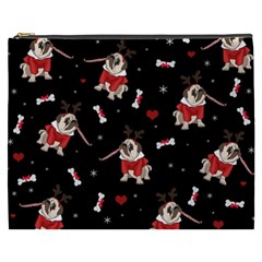 Pug Xmas Pattern Cosmetic Bag (xxxl)  by Valentinaart