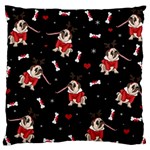 Pug Xmas Pattern Large Flano Cushion Case (One Side) Front