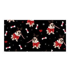 Pug Xmas Pattern Satin Wrap by Valentinaart