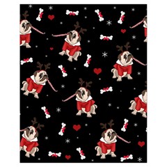 Pug Xmas Pattern Drawstring Bag (small) by Valentinaart