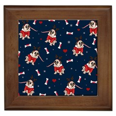 Pug Xmas Pattern Framed Tiles by Valentinaart