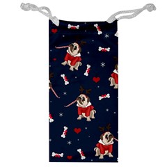 Pug Xmas Pattern Jewelry Bag by Valentinaart