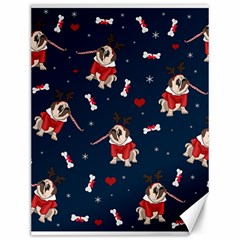 Pug Xmas Pattern Canvas 12  X 16   by Valentinaart