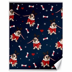 Pug Xmas Pattern Canvas 18  X 24   by Valentinaart