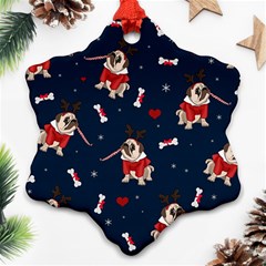 Pug Xmas Pattern Ornament (snowflake) by Valentinaart