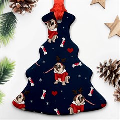 Pug Xmas Pattern Christmas Tree Ornament (two Sides) by Valentinaart