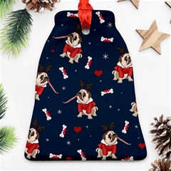 Pug Xmas Pattern Bell Ornament (two Sides) by Valentinaart