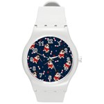 Pug Xmas Pattern Round Plastic Sport Watch (M) Front