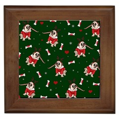 Pug Xmas Pattern Framed Tiles by Valentinaart