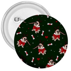 Pug Xmas Pattern 3  Buttons by Valentinaart