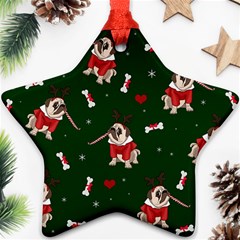 Pug Xmas Pattern Ornament (star) by Valentinaart