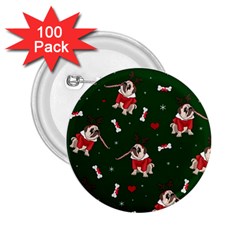 Pug Xmas Pattern 2 25  Buttons (100 Pack)  by Valentinaart