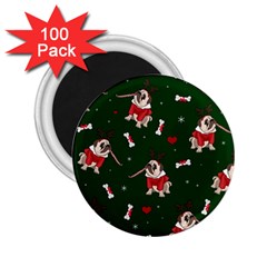 Pug Xmas Pattern 2 25  Magnets (100 Pack)  by Valentinaart