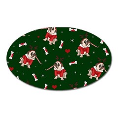 Pug Xmas Pattern Oval Magnet by Valentinaart