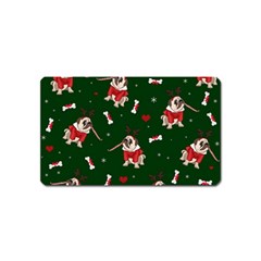 Pug Xmas Pattern Magnet (name Card) by Valentinaart