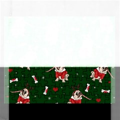 Pug Xmas Pattern Rectangular Jigsaw Puzzl by Valentinaart