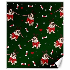 Pug Xmas Pattern Canvas 8  X 10  by Valentinaart