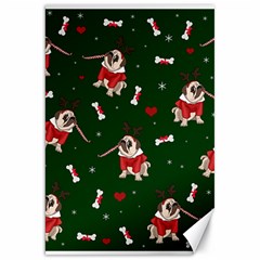 Pug Xmas Pattern Canvas 20  X 30   by Valentinaart