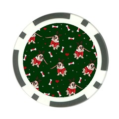 Pug Xmas Pattern Poker Chip Card Guard by Valentinaart