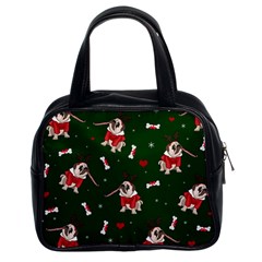 Pug Xmas Pattern Classic Handbags (2 Sides) by Valentinaart