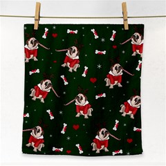 Pug Xmas Pattern Face Towel by Valentinaart