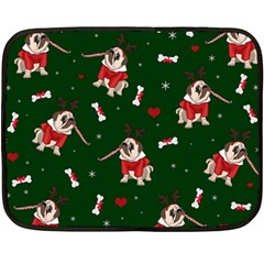 Pug Xmas Pattern Double Sided Fleece Blanket (mini)  by Valentinaart