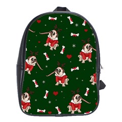 Pug Xmas Pattern School Bag (large) by Valentinaart