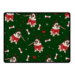 Pug Xmas Pattern Fleece Blanket (small)