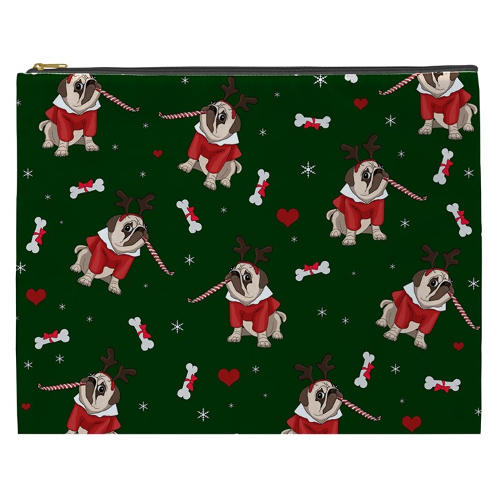 Pug Xmas Pattern Cosmetic Bag (XXXL) 