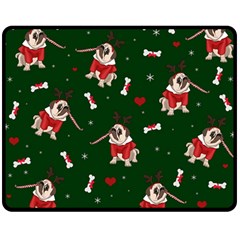 Pug Xmas Pattern Double Sided Fleece Blanket (medium) 