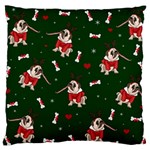 Pug Xmas Pattern Large Flano Cushion Case (One Side) Front