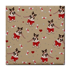 Pug Xmas Pattern Tile Coasters by Valentinaart