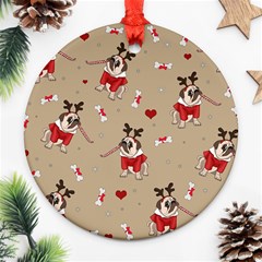 Pug Xmas Pattern Ornament (Round)