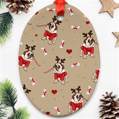 Pug Xmas Pattern Ornament (Oval)