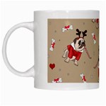 Pug Xmas Pattern White Mugs Left