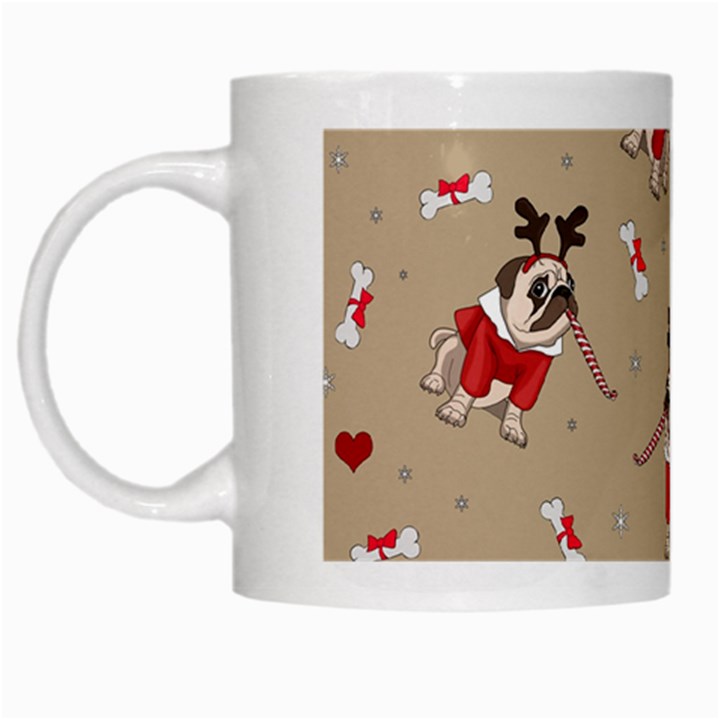 Pug Xmas Pattern White Mugs